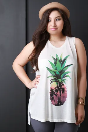 Pineapple Sunset Graphic Print Sleeveless Top