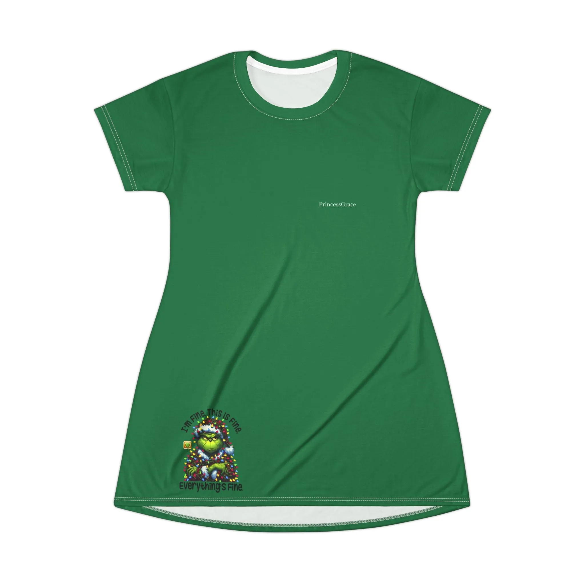 Princess Grace Fun Green T-Shirt Dress - Perfect for Casual Outings and Celebrations!