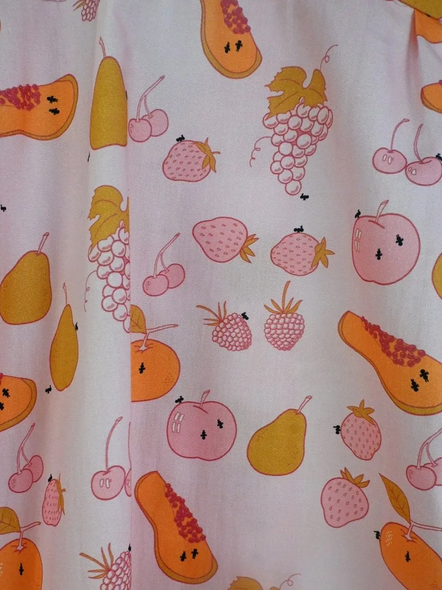 "All Over Fruit" Button-Up short-sleeved Shirt (ONE-OFF) - Pink