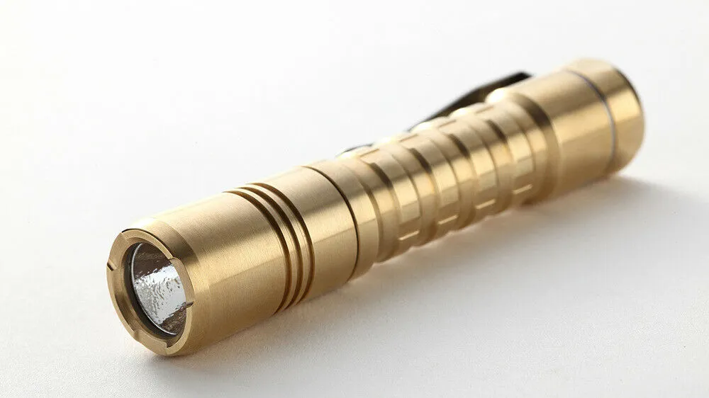 ReyLight Pineapple Brass AA Custom LED Flashlight Nichia 219b SW45k