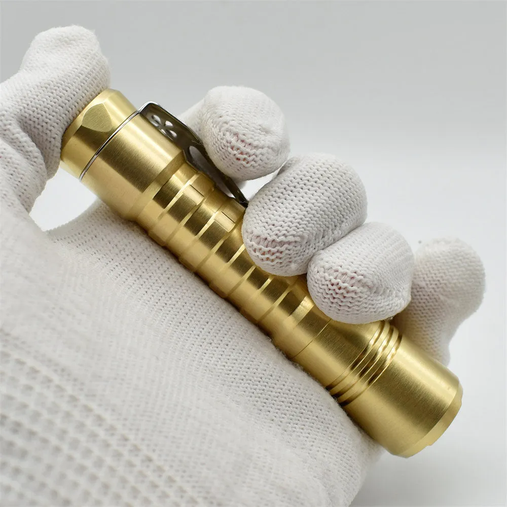 ReyLight Pineapple Brass AA Custom LED Flashlight Nichia 219b SW45k