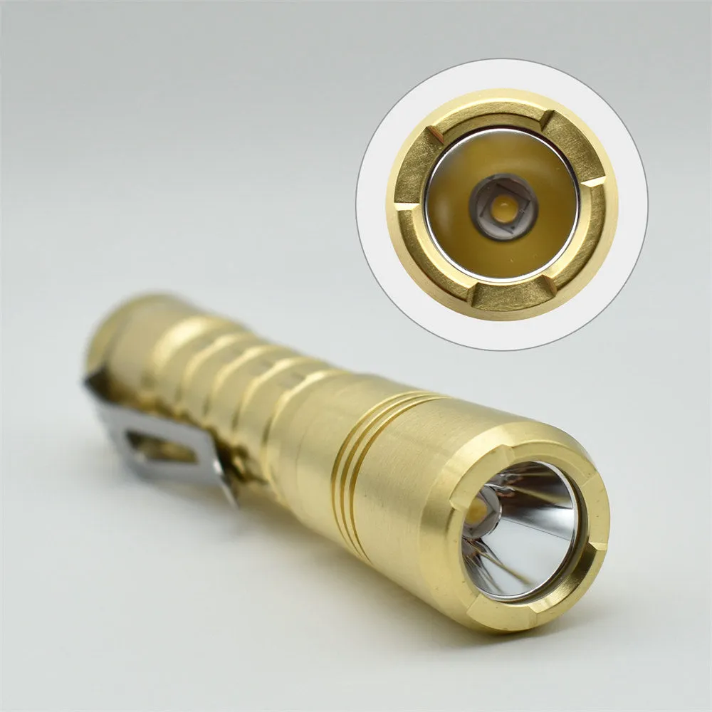 ReyLight Pineapple Brass AA Custom LED Flashlight Nichia 219b SW45k