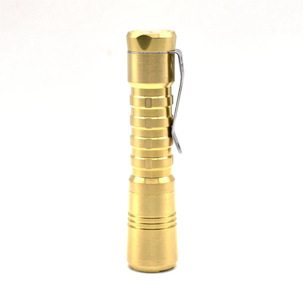 ReyLight Pineapple Brass AA Custom LED Flashlight Nichia 219b SW45k