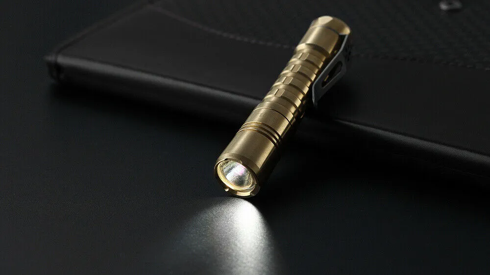 ReyLight Pineapple Brass AA Custom LED Flashlight Nichia 219b SW45k