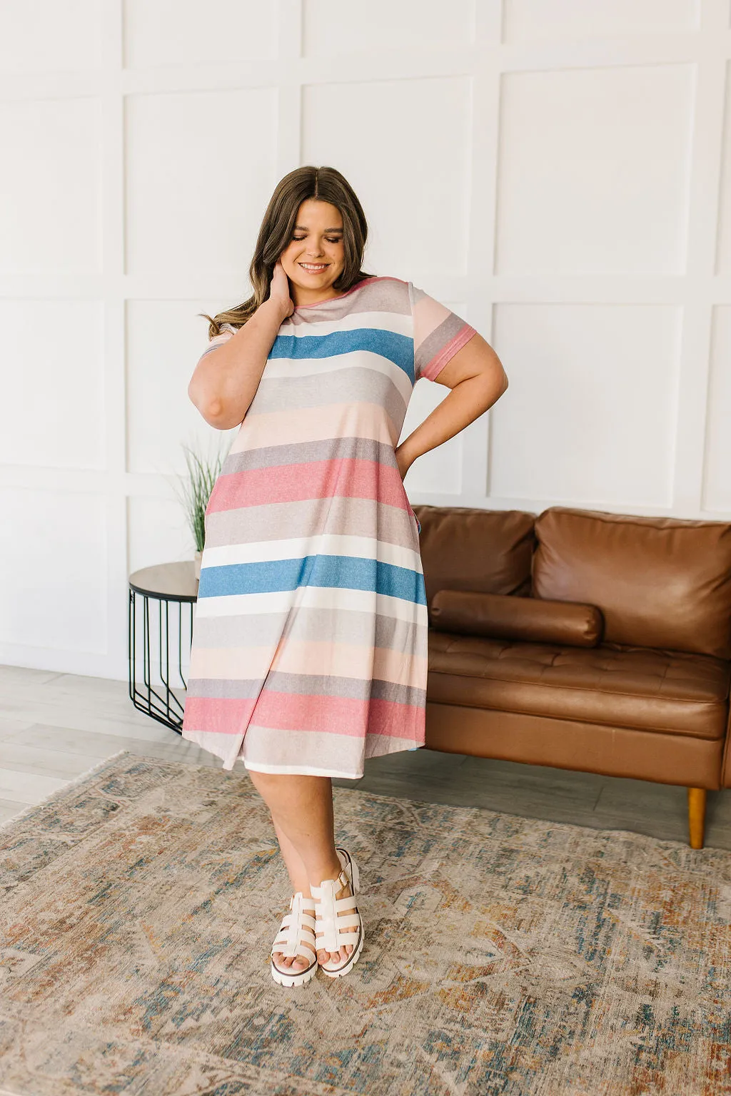 Simple Moments Striped T Shirt Dress