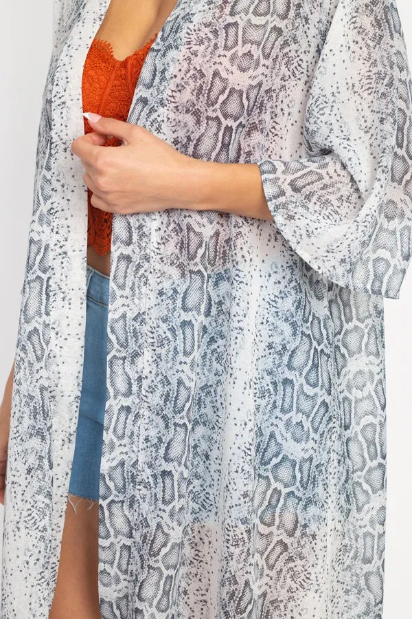 Snakeskin Open Front Kimono