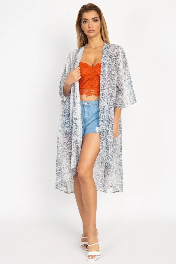 Snakeskin Open Front Kimono