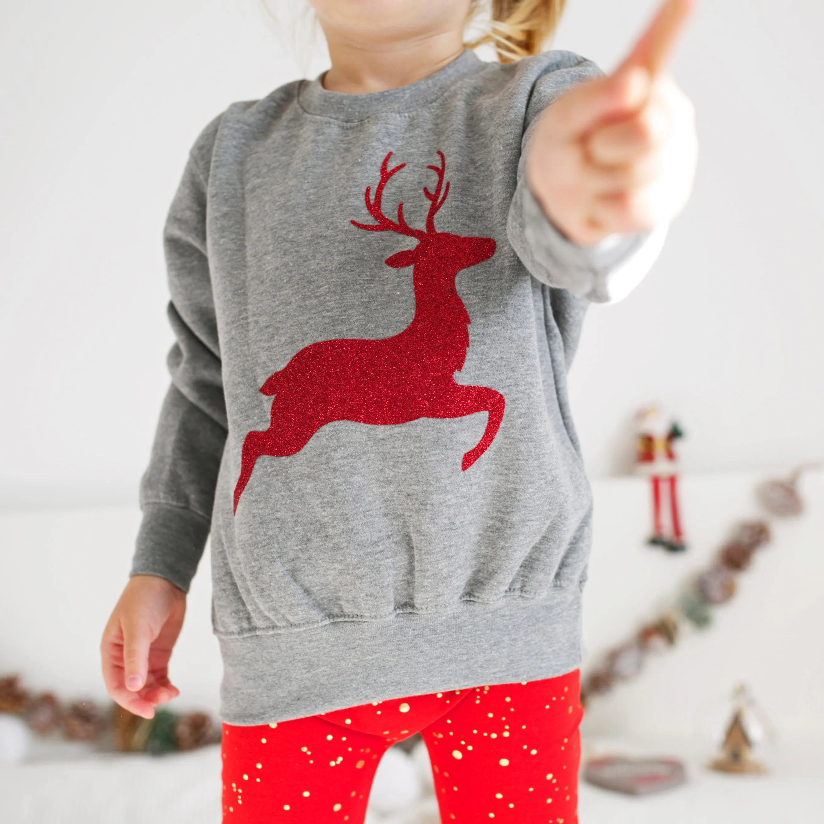 Sparkle Reindeer Grey sweater