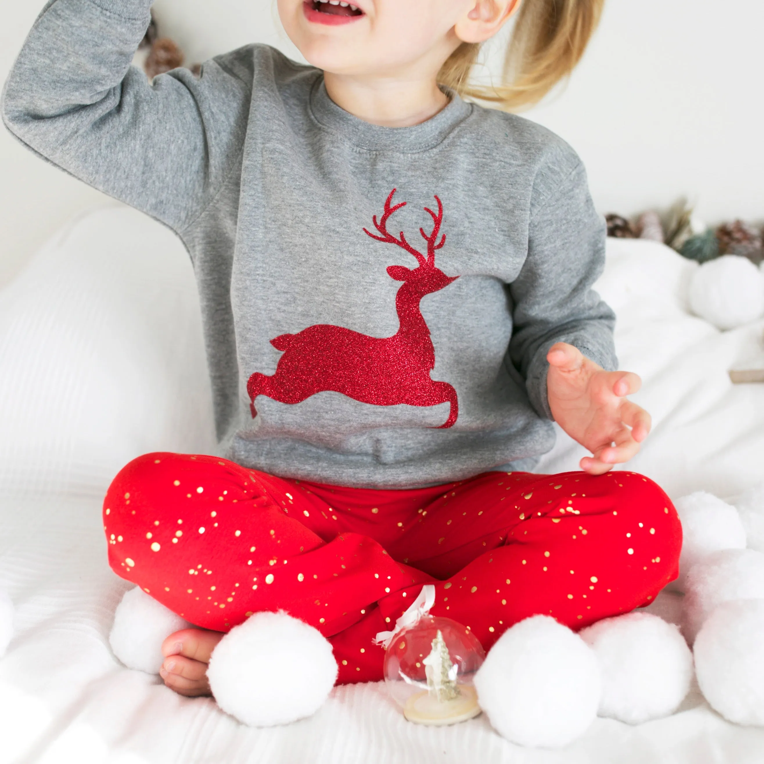 Sparkle Reindeer Grey sweater