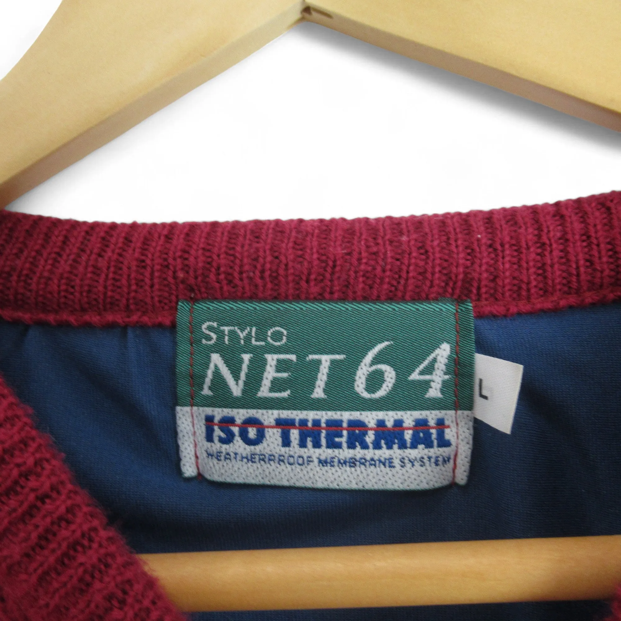 Stylo Net 64 Large Red Thermal Jumper Vintage Menswear | Preloved