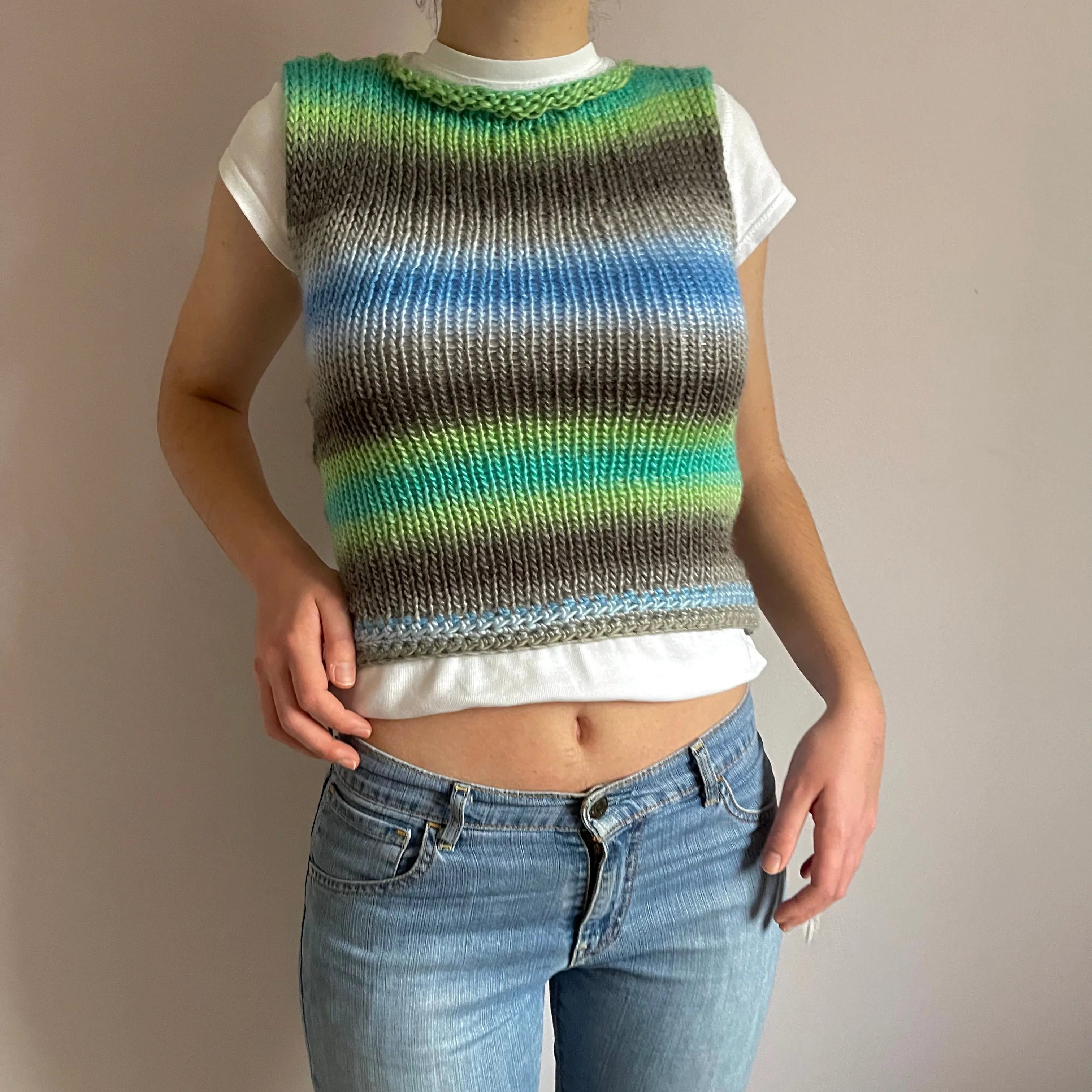 The Ocean Shades Vest - handmade knitted sweater vest