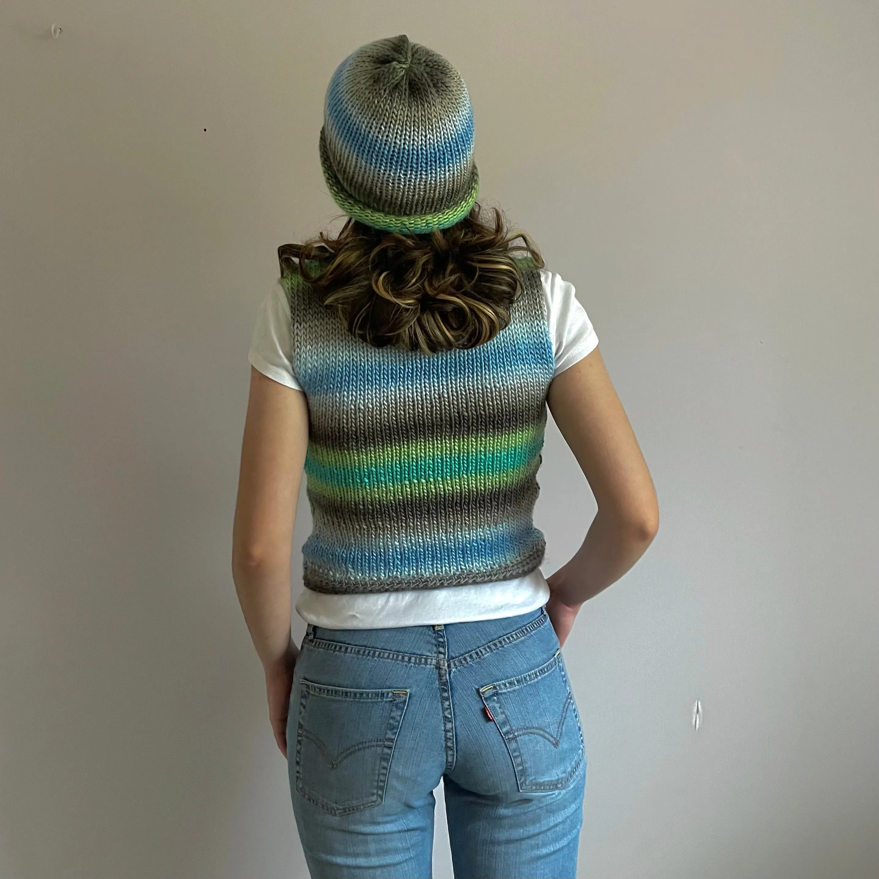 The Ocean Shades Vest - handmade knitted sweater vest