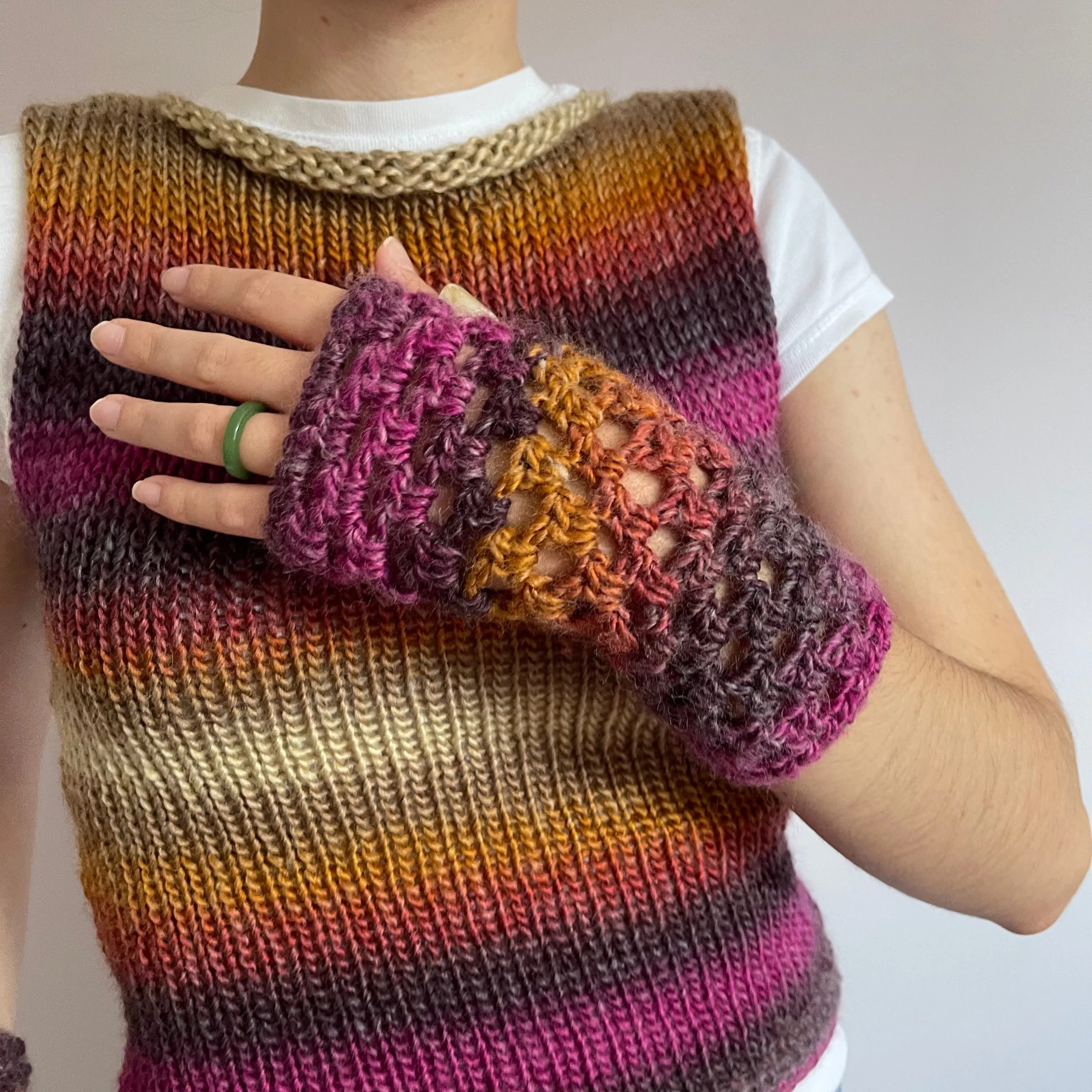 The Sunset Shades Vest - handmade knitted sweater vest