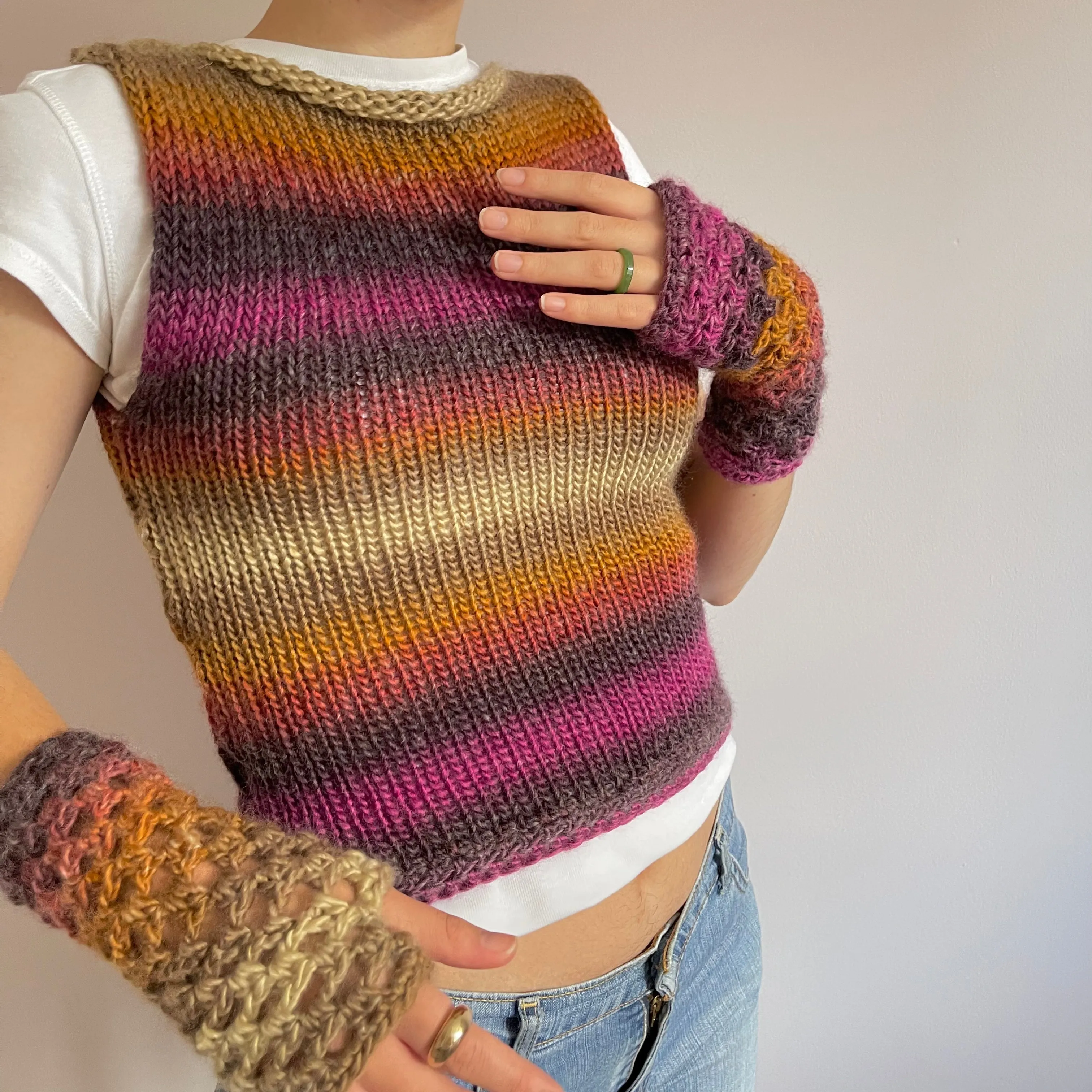 The Sunset Shades Vest - handmade knitted sweater vest