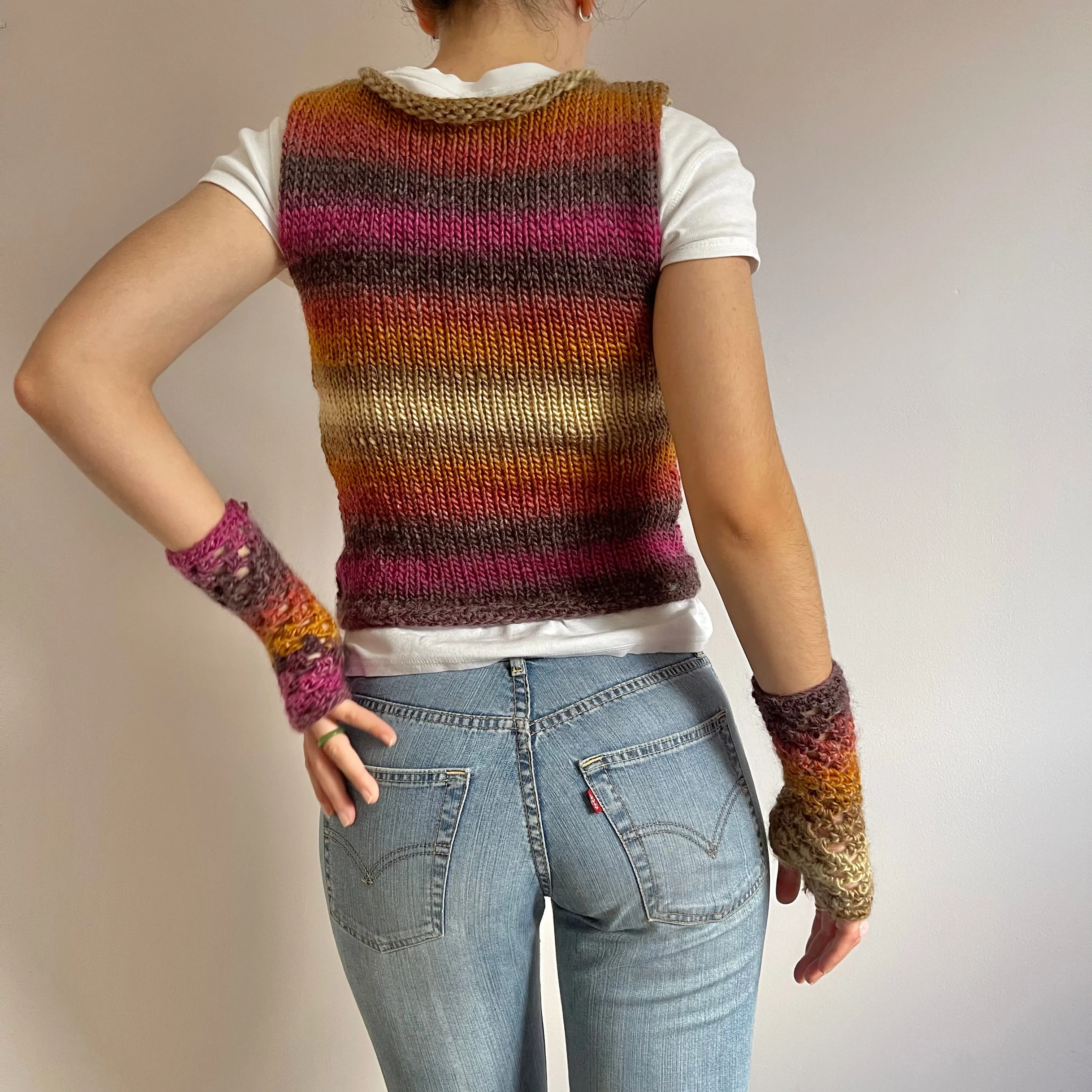 The Sunset Shades Vest - handmade knitted sweater vest