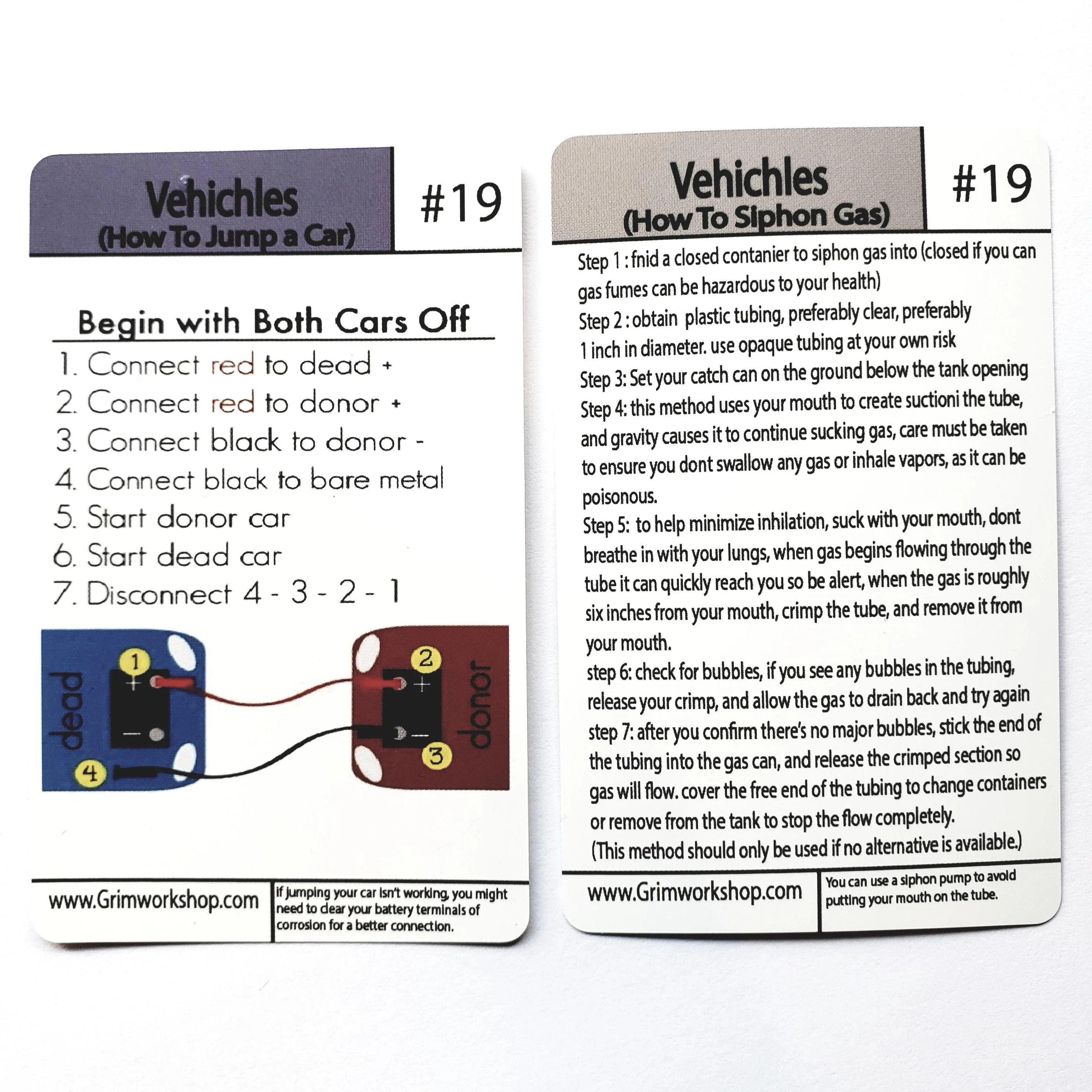 Tip Card #19 How to Jump Start a Car & How to Siphon Gas From a Car Tip Card