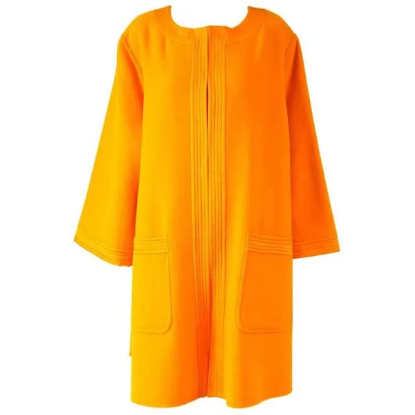 Vintage Valentino Tangerine-Orange Wool Cocoon Mod Coat