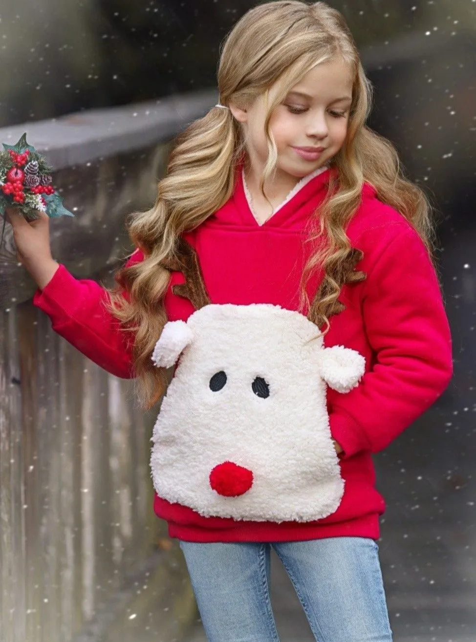 Warm and Cozy Fleece Lined Reindeer Hoodie