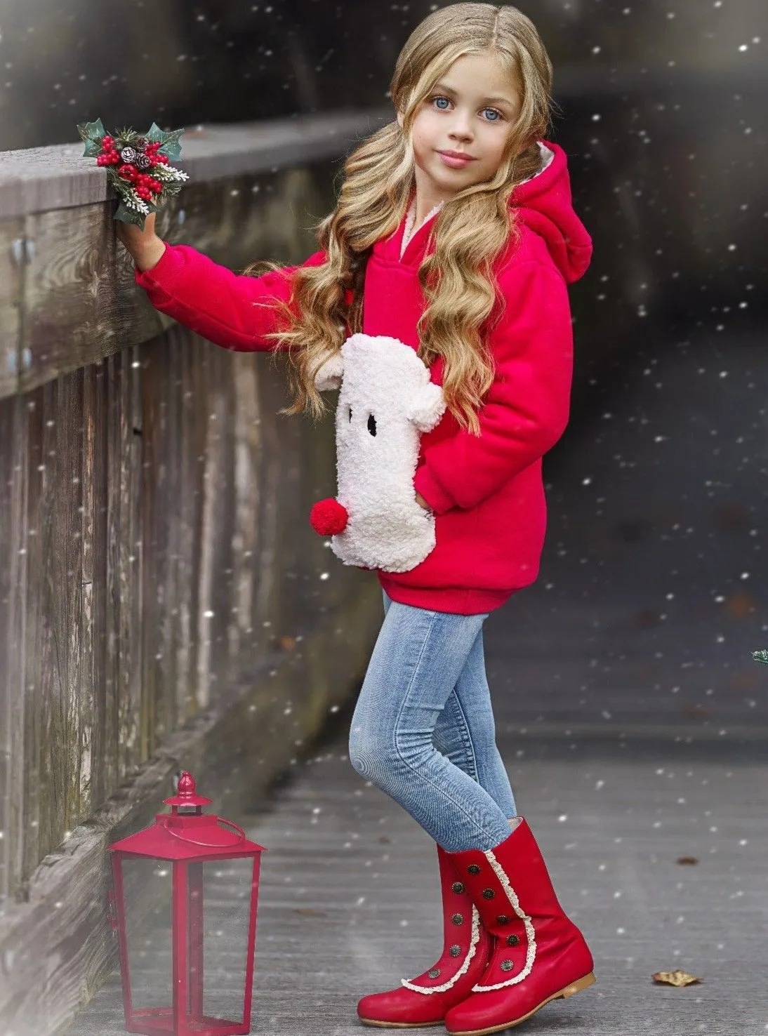 Warm and Cozy Fleece Lined Reindeer Hoodie