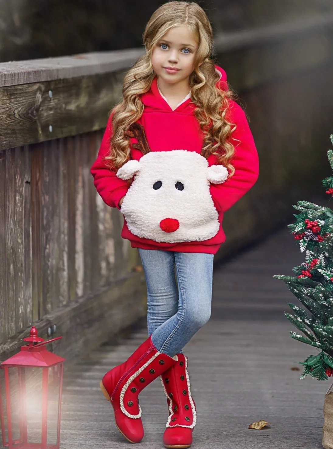 Warm and Cozy Fleece Lined Reindeer Hoodie