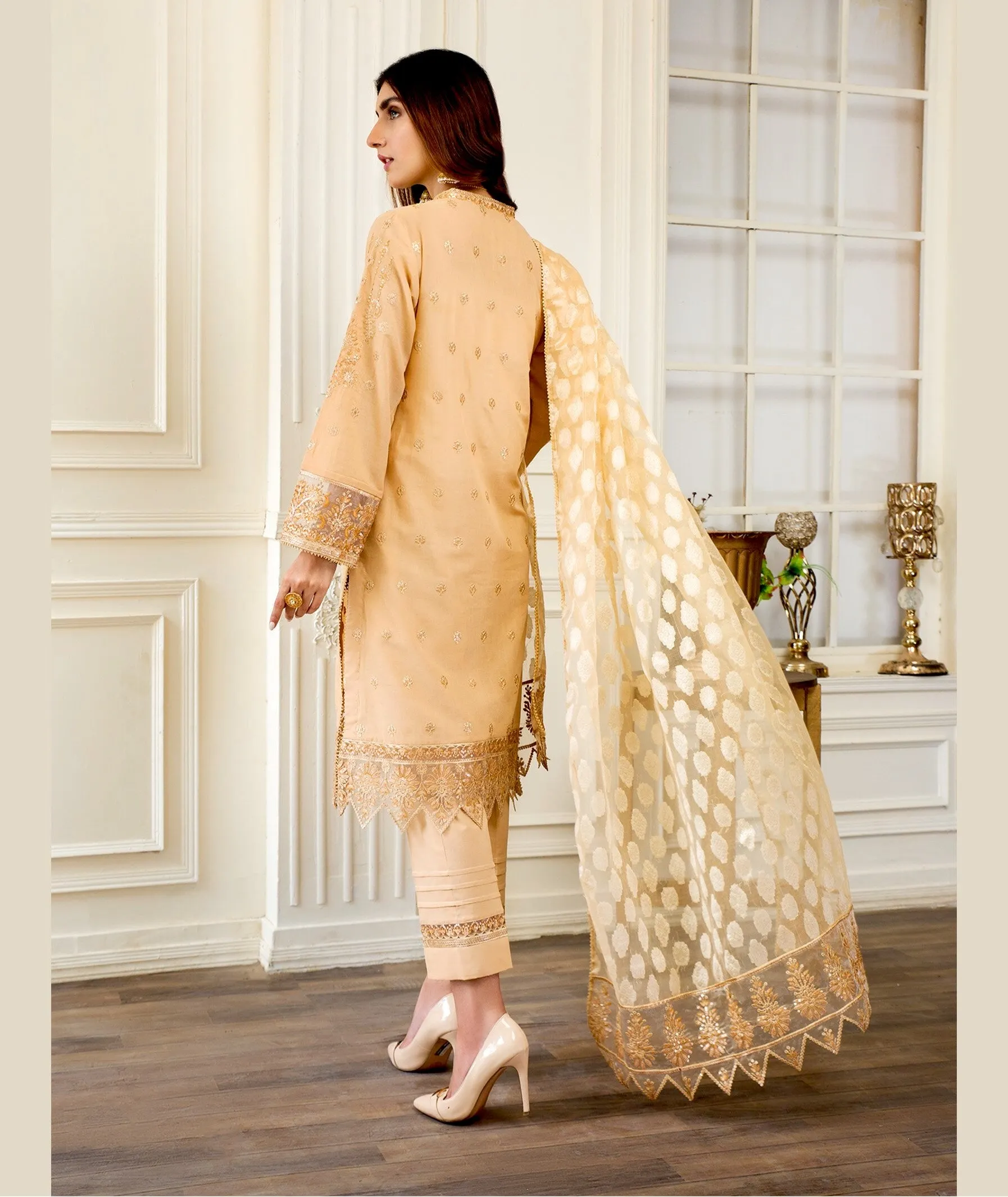 Zarif Festive Eid Lawn Collection – DESERT BROWN